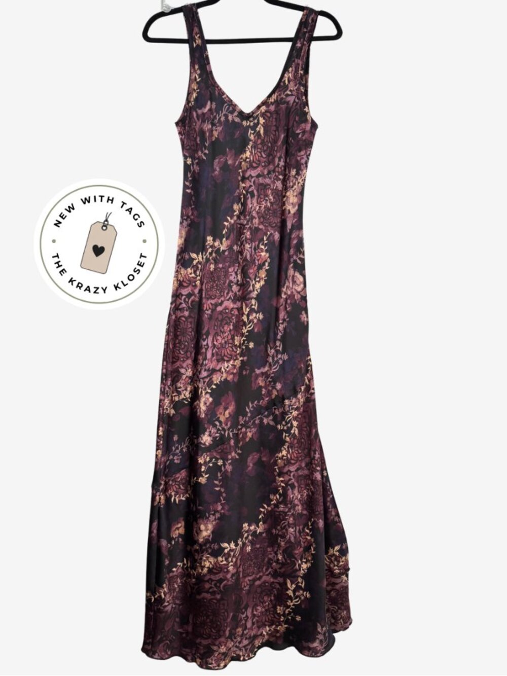 Free People Worth The Wait Bias Sleek Slip Black Combo Side-Slit MEDIUM NWT - Picture 1 of 13